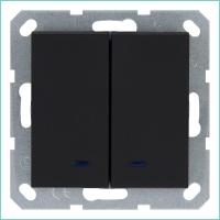 Выключатель 2-кл. 10А IP20 с подсветкой механизм черн. матовый soft touch Jasmart G3023NPB