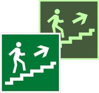 Знак эвакуационный E 15 "Направление к эвакуационному выходу по лестнице вверх" 200х200мм пленка самоклеящаяся с фотолюминесцентным покрытием EKF an-e-15-f