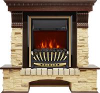 Royal Flame Каминокомплект Pierre Luxe - Темный дуб / Сланец с очагом Aspen Gold