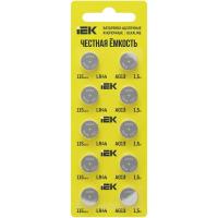 Элемент питания щелочной кнопочный LR44/AG13 (блист.10шт) IEK ABT-LR44-OP-D10