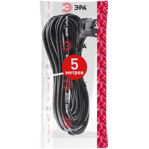 Шнур сетевой с вилкой 5м с заземл. ПВС 3х1.5 черн. U-3x1.5-5m-B ЭРА Б0048711