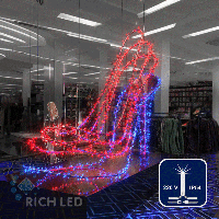 Светодиодная гирлянда Rich LED 10 м, 100 LED, 220 В, соединяемая, мерцающая, красная, прозрачный провод,