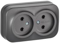 Розетка 2-м ОП GLORY РС22-2-ХСм 10А без заземл. без защ. шторок сталь матов. IEK ERH20-K46M-10