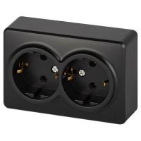 Розетка 2-м ОП Эксперт 11-2205-05 16А IP20 250В 2х2P+E Schuko с заземл. антрацит Эра Б0063047
