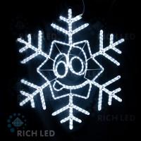 Снежинка-смайлик Rich LED 103 см с языком, светодиодная, белая