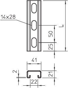 Профиль С-образный 41х21 L3000 MS4121P3000FS (BPM2130) OBO 1122920