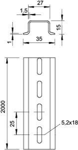 Рейка монтажная 2000х35х15 2069 15 1.5 FS (дл.2м) OBO 1115460