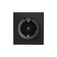 Розетка STRONG 1-ая с/з с/у, со шторками и крышкой 16А антрацит KRANZ