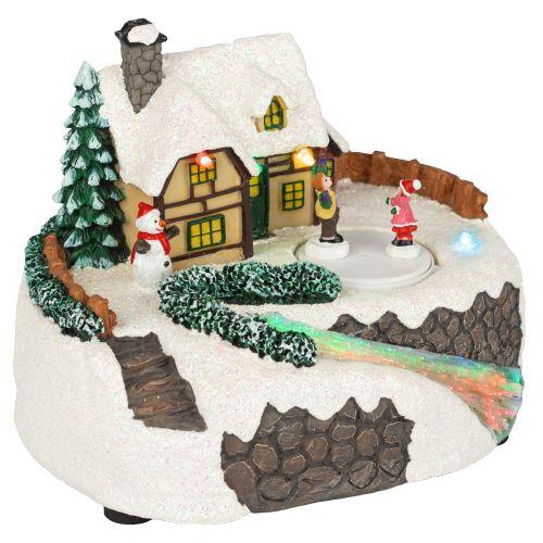 Фигура светодиодная новогодняя EFIS-S02 композиция Деревня мультиколор 3хАА 16х13х12см Эра Б0060481