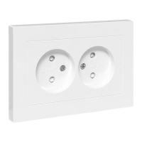 Розетка 2-м СП Эпика 16А без заземл. защ. шторки с рамкой механизм бел. EKF UP1-SOW-201
