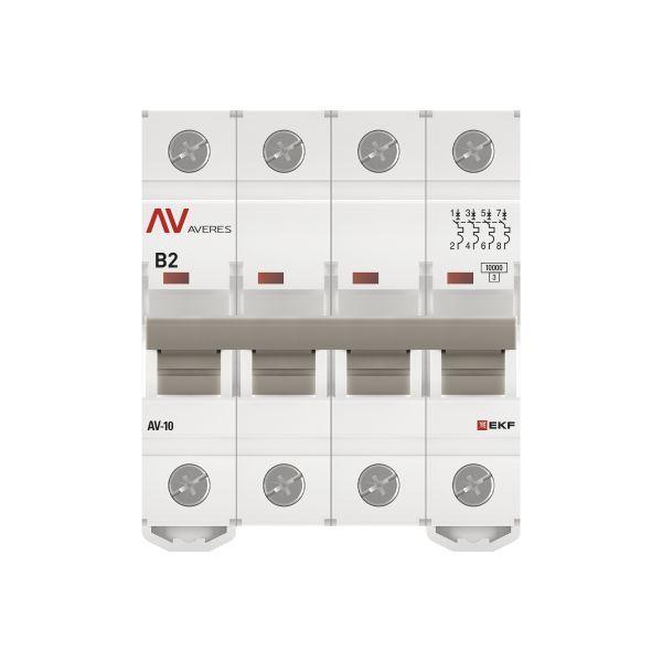 Выключатель автоматический модульный 4п B 2А 10кА AV-10 AVERES EKF mcb10-4-02B-av