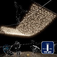 Светодиодный занавес (дождь) Rich LED 2*6 м, влагозащитный колпачок, мерцающий, тепло белый, белый провод,