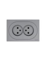 Розетка 2-м СП OSEN без заземл. ПБТ механизм сер. матов. LEZARD 743-7400-128B