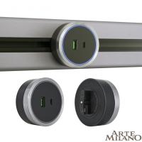 Трековая система розеток Arte Milano 380066TS LED/USB-Type-C Grey