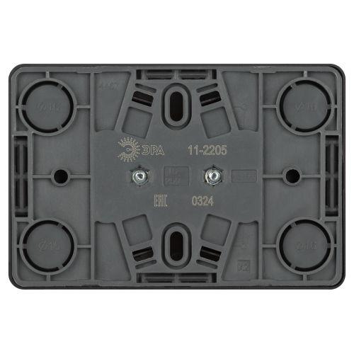 Розетка 2-м ОП Эксперт 11-2205-05 16А IP20 250В 2х2P+E Schuko с заземл. антрацит Эра Б0063047