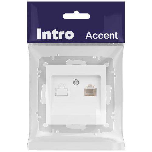 Розетка компьютерная 1-м СП Accent 6-303-01М RJ45 IP20 бел. матов. Intro Б0063625