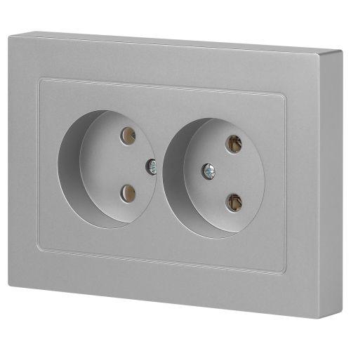 Розетка 2-м СП Accent 6-204-03 16А IP20 250В 2P AL/CU алюм. Intro Б0063453