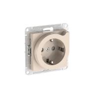 Розетка AtlasDesign 16А с заземл. защ. шторки с выталк. быстрозажим. клем. механизм беж. SE ATN000247S