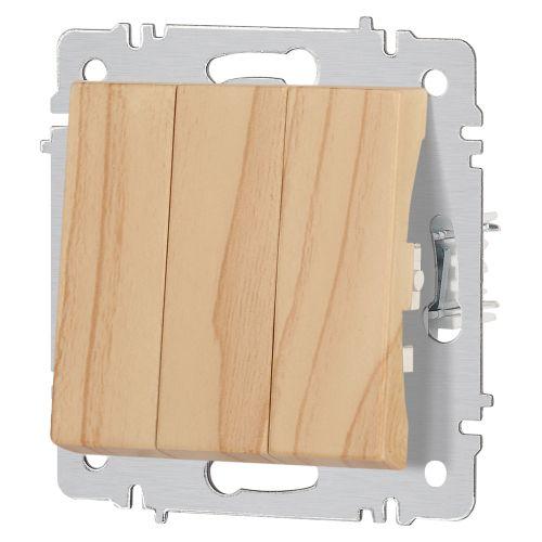 Выключатель 3-кл. СП Accent 6-106-11 10А IP20 250В AL/CU сосна Intro Б0063552