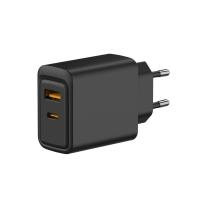 Сетевое зарядное устройство с портами USB-A и USB-C, 30Вт, черное REXANT