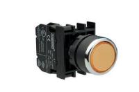 Кнопка нажимная круглая желт. (2НО) EMAS B101DS