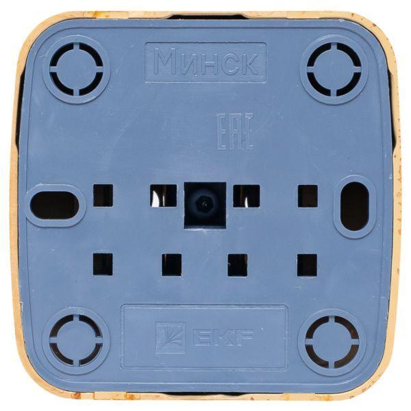 Розетка 1-м ОП Минск 10А IP20 без заземл. свет. дерево EKF EGR10-022-30
