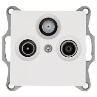 Розетка телевизионная проходная TV + FM + SAT 3-м Ф9.5мм механизм бел. глянцевый Jasmart G6207W