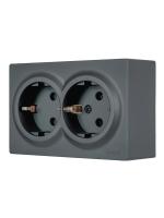 Розетка 2-м ОП LETO с заземл. закрытый корпус ПБТ графит LEZARD 752-3400-127B