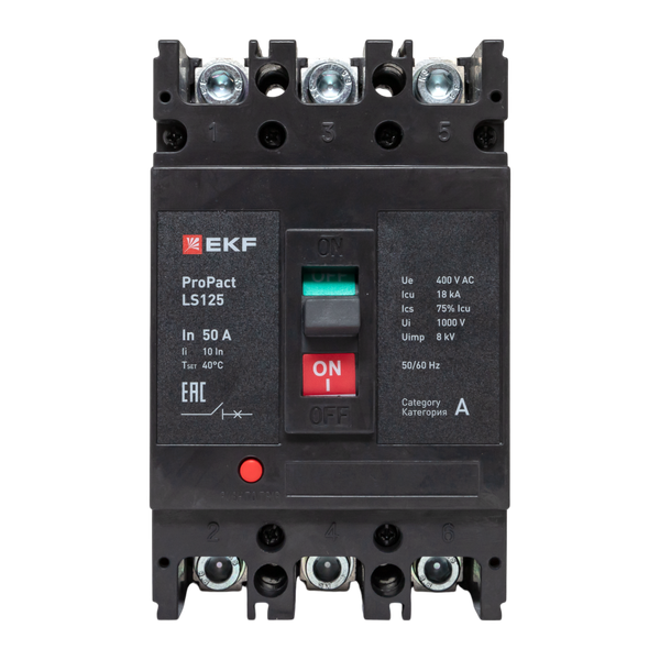 Выключатель автоматический 3п 50А 18кА LS125 ProPact EKF mccb-125-18-3-50-ls