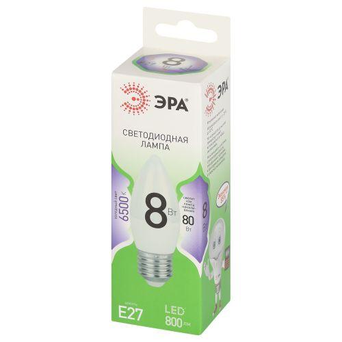 Лампа светодиодная GREEN LINE B35-8W-865-E27 GL 8Вт свеча 6500К свет холод. E27 Эра Б0067136