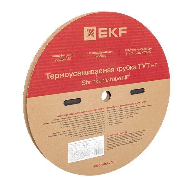 Трубка термоусадочная ТУТ нг 8/4 черн. (уп.100м) EKF tut-8-b