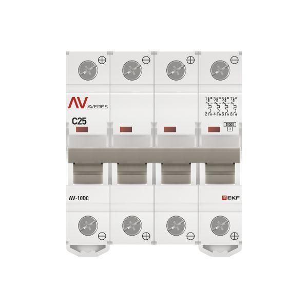 Выключатель автоматический 4п C 25А 10кА AV-10 DC AVERES EKF mcb10-DC-4-25C-av