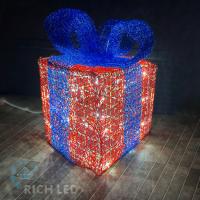 Светодиодный подарок 30 см, красный, синий бант, белый, без мерцания RL-3D-GB30-RB/W