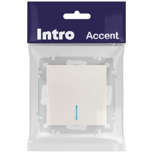 Выключатель 1-кл. СП Accent 6-102-06 10А IP20 250В с подсветкой AL/CU перламутр. Intro Б0063467