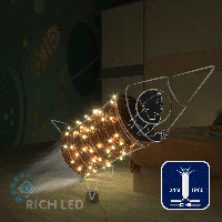 Светодиодная гирлянда Rich LED 10 м, 100 LED, 24В, соединяемая, влагозащитный колпачок, теплая белая, мерцающая, прозрачный провод,