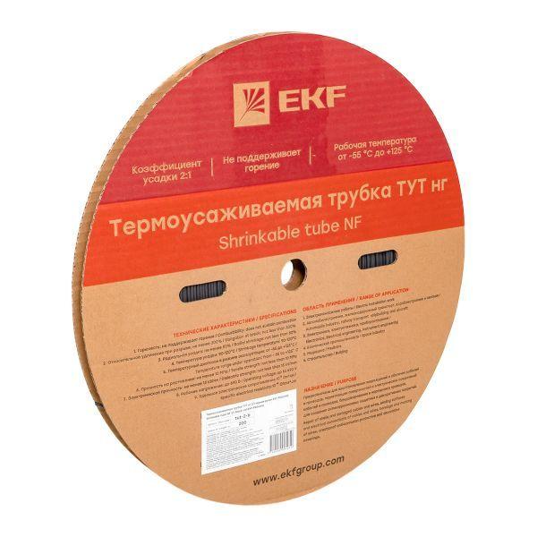 Трубка термоусадочная ТУТ нг 2/1 черн. (уп.200м) EKF tut-2-b