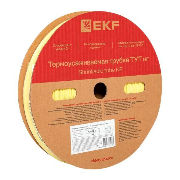 Трубка термоусадочная ТУТ нг 25/12.5 желт. PROxima (уп.50м) EKF tut-25-y
