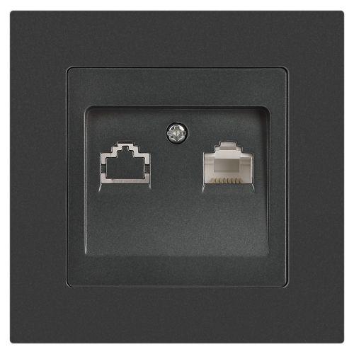 Розетка компьютерная 1-м СП Accent 6-303-07 RJ45 IP20 графит Intro Б0063638