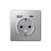 Розетка ArtGallery 16А с 2-мя заряд. устройствами USB A+C 5В/2.4А/3А 2х5В/1.5А механизм алюм. SE GAL000332