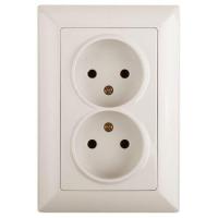 Розетка 1-м СП Solo 4-204-02 2х2P 16А 250В IP20 без заземл. слон. кость Intro Б0053667