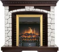 Royal Flame Каминокомплект Glasgow - Темный дуб / Белый с очагом Fobos FX Brass