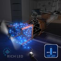 Светодиодная гирлянда Rich LED 10 м, 100 LED, 24 В, соединяемая, синяя, синий резиновый провод,