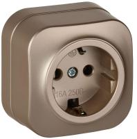 Розетка ОП GLORY РС20-3-ХШм 16А с заземл. без защ. шторок шампань матов. IEK ERH11-K37M-16