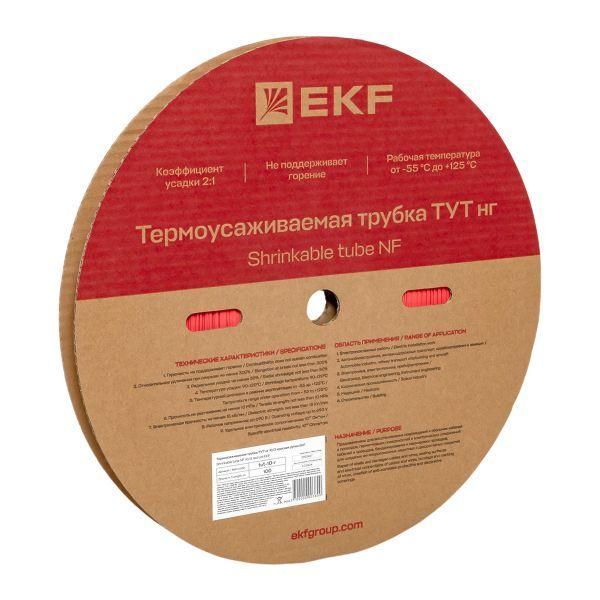 Трубка термоусадочная ТУТ нг 10/5 красн. (уп.100м) EKF tut-10-r