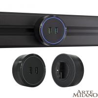 Трековая система розеток Arte Milano 380066TS LED/USBx2 Black