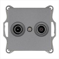 Розетка телевизионная оконечная TV + FM 2-м Ф9.5мм механизм алюм. Jasmart G6204S