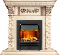 Dimplex Каминокомплект Luxemburg (каменный) - Сланец/Cлоновая кость с патиной с очагом Brookline Black