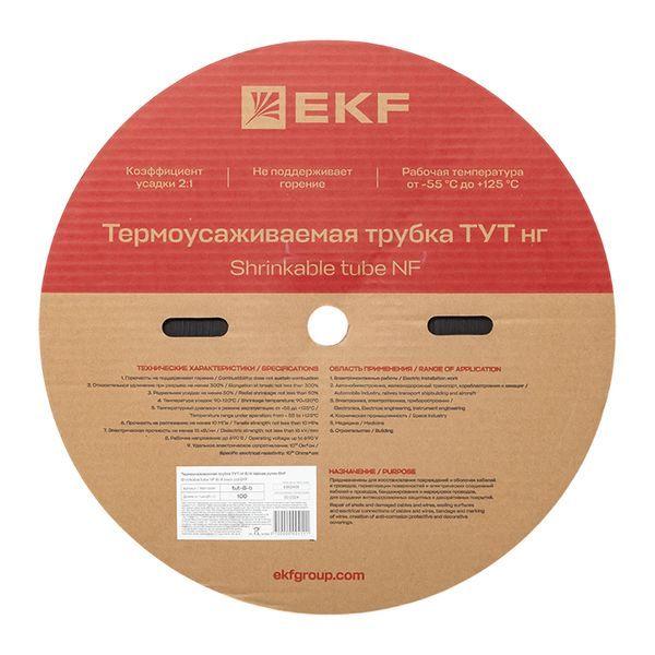 Трубка термоусадочная ТУТ нг 8/4 черн. (уп.100м) EKF tut-8-b