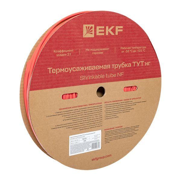 Трубка термоусадочная ТУТ нг 6/3 красн. (уп.100м) EKF tut-6-r