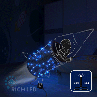 Светодиодная гирлянда Rich LED 10 м, 100 LED, 24 В, соединяемая, синяя, мерцающая, черный провод,